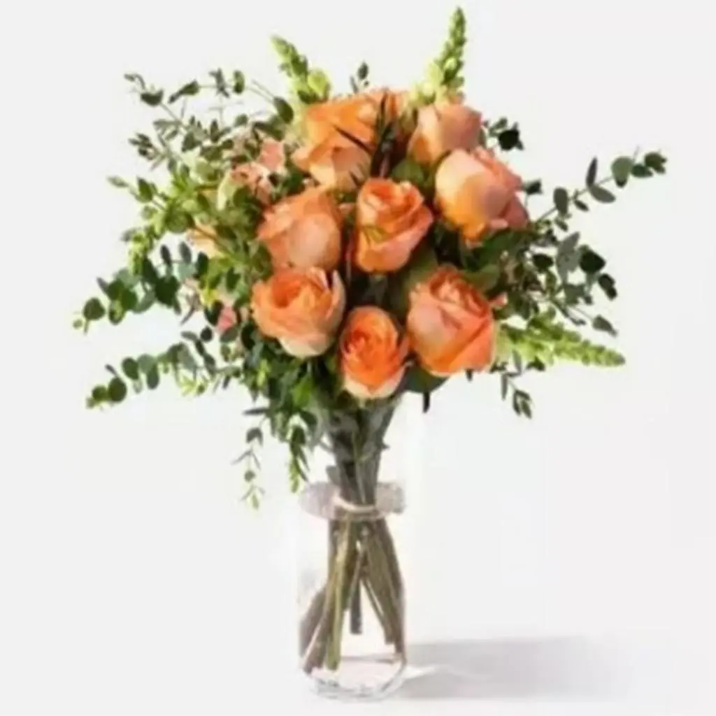 Vase with 12 Flowers and Accessories
